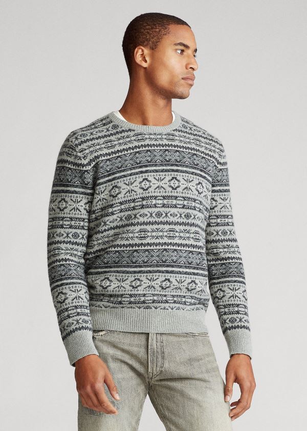 Sueter Polo Ralph Lauren Hombre Grises - Fair Isle Cotton-Blend - AVMHE8059